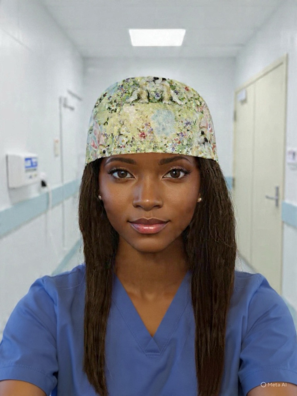 Spring Puppy & Bunny Print Scrub Cap - Pastel Green